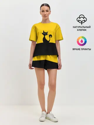 Женская пижама с шортами / Гордый кот.