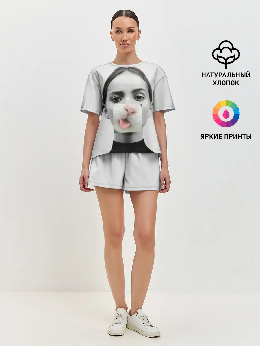 Женская пижама с шортами / kitty face