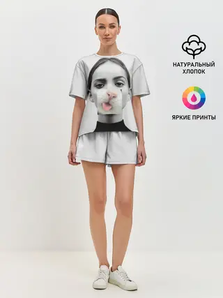Женская пижама с шортами / kitty face