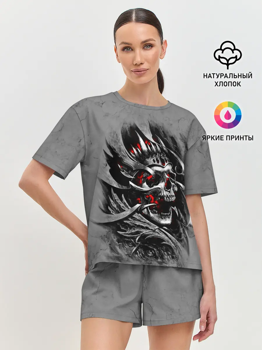 Женская пижама с шортами / Skull through metal