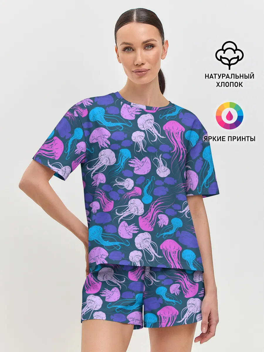 Женская пижама с шортами / Медузы