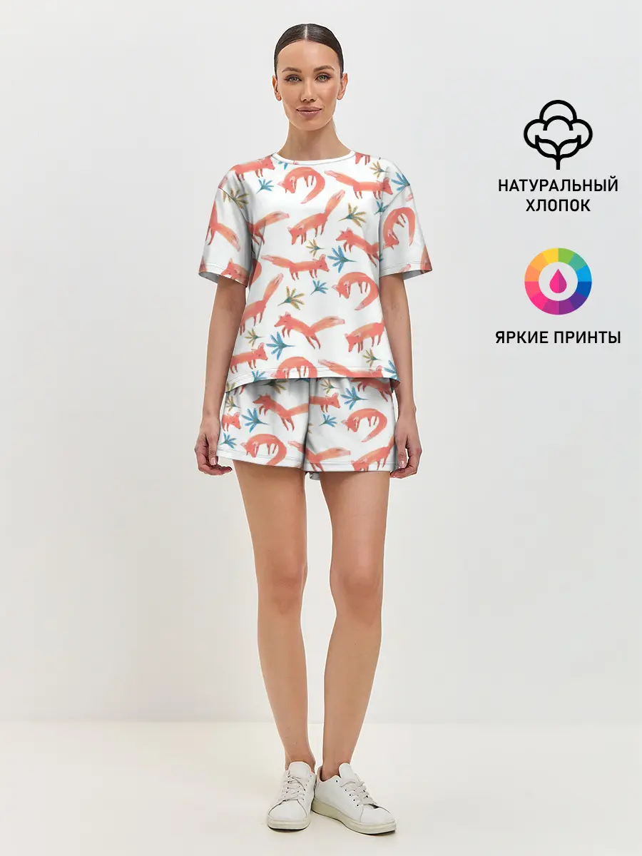 Женская пижама с шортами / Fox Pattern