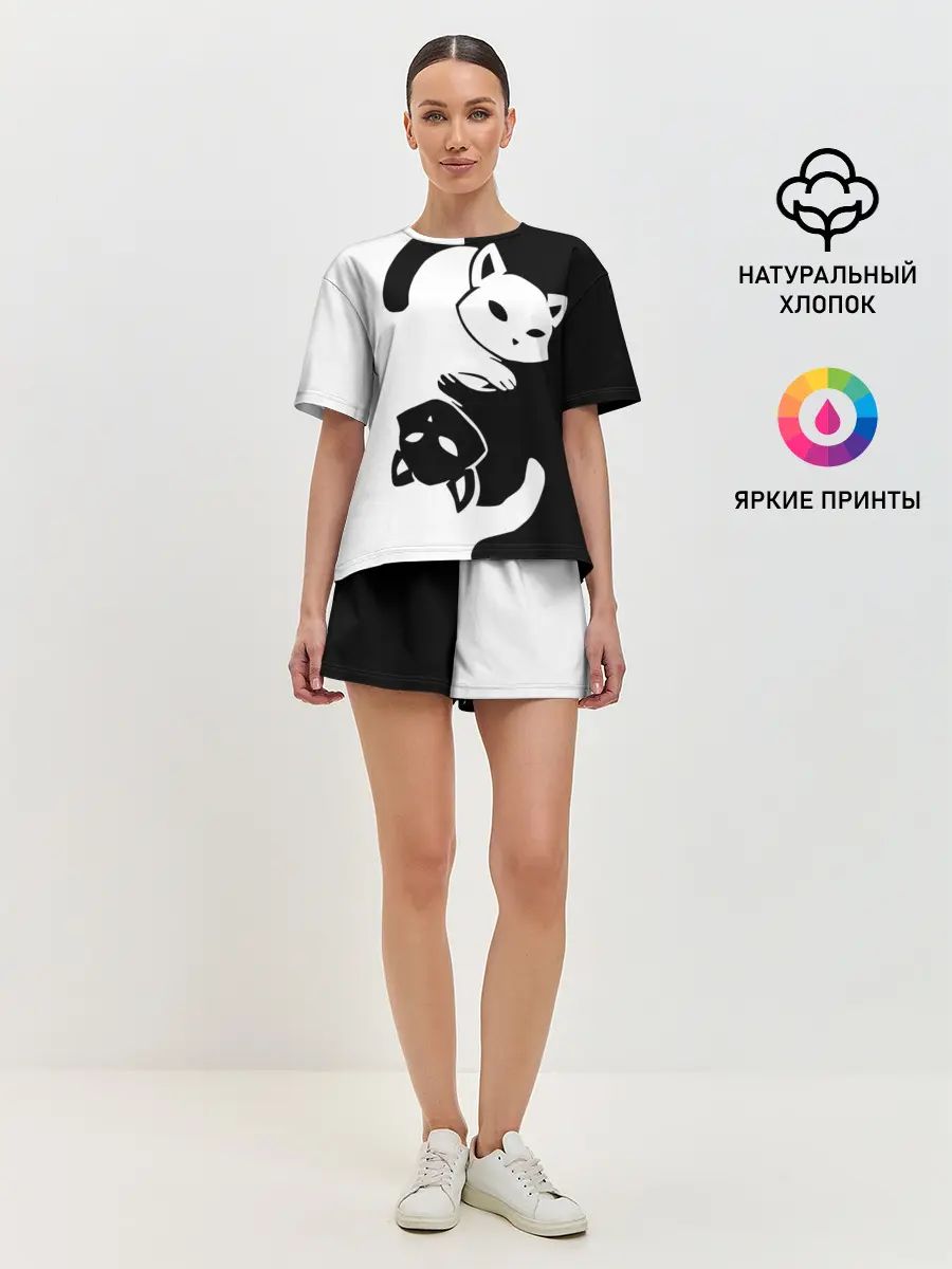 Женская пижама с шортами / ДВА КОТА КУВЫРКАЮТСЯ.