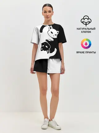 Женская пижама с шортами / ДВА КОТА КУВЫРКАЮТСЯ.