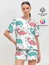 Женская пижама с шортами / Милые динозаврики