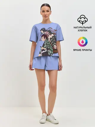 Женская пижама с шортами / Tanjirou & Nezuko