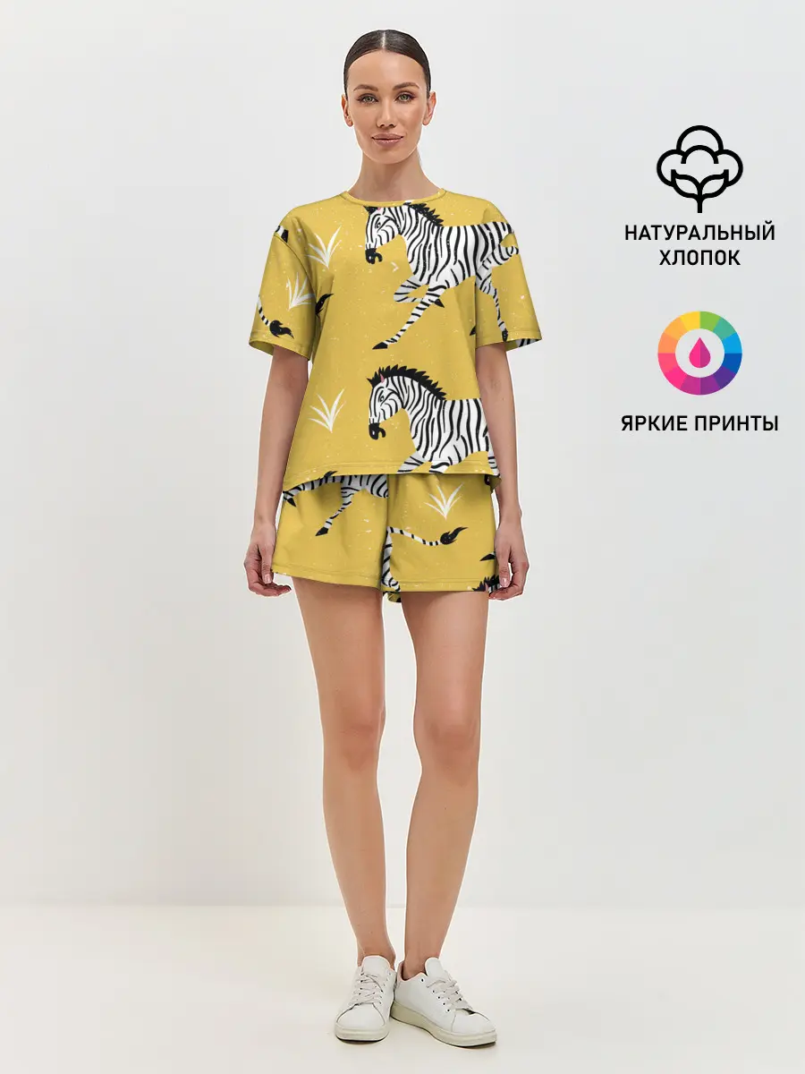 Женская пижама с шортами / Зебра АРТ