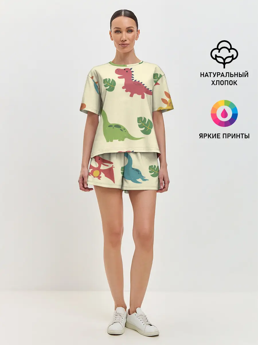 Женская пижама с шортами / Динозаврики