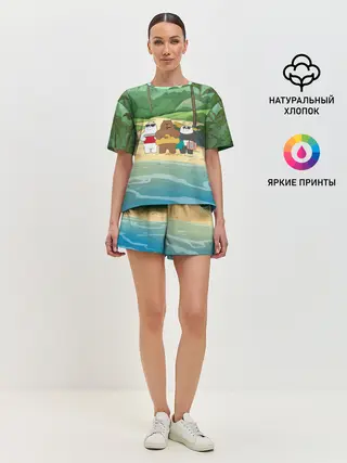 Женская пижама с шортами / Bears on the beach