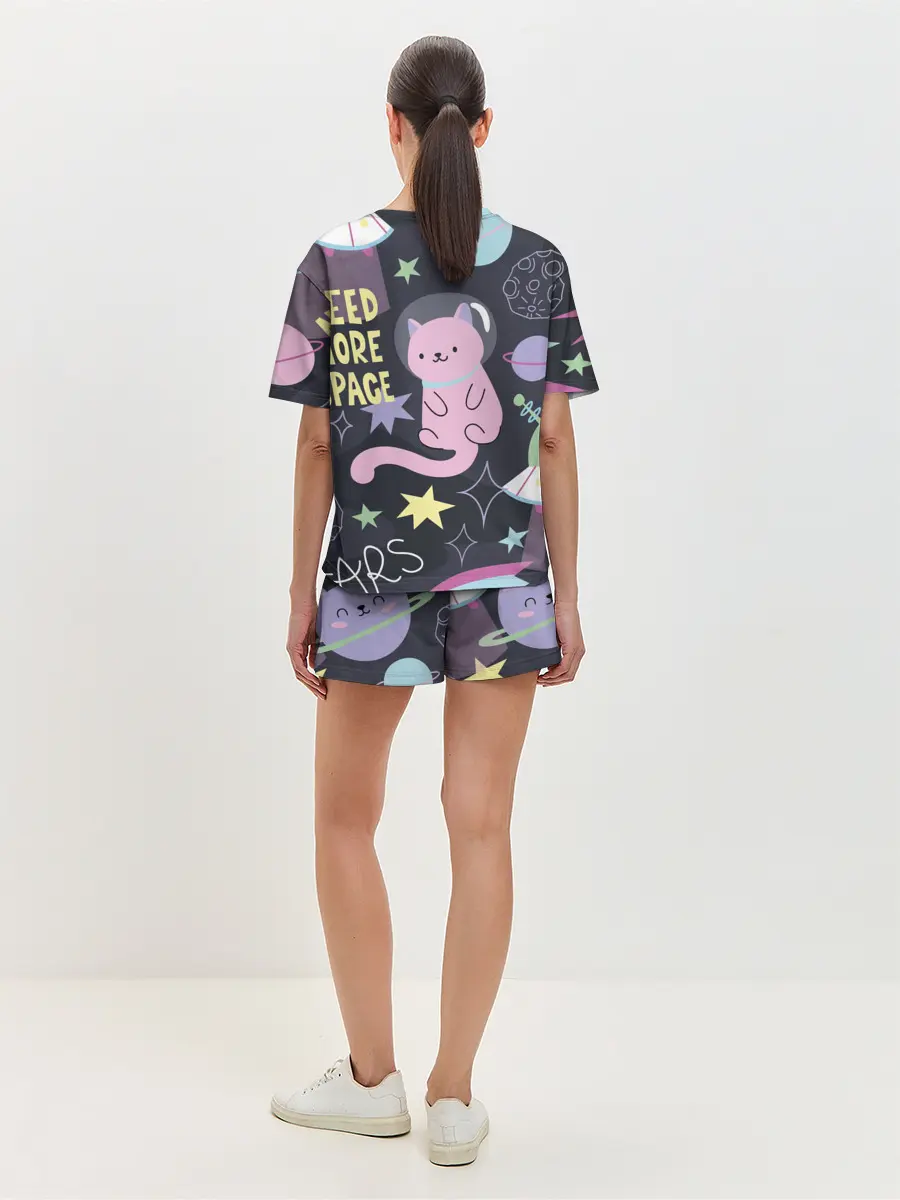 Женская пижама с шортами / Космический кот