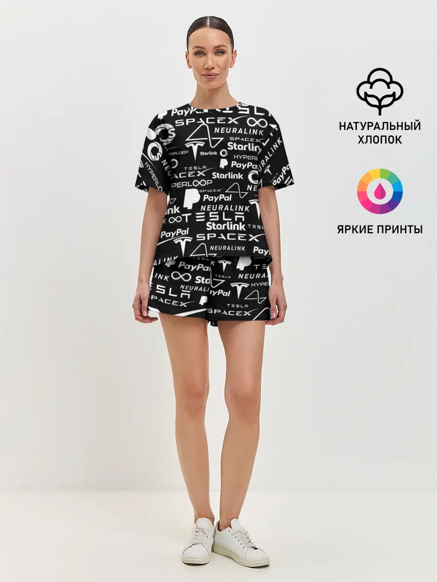 Женская пижама с шортами / ЛОГОТИПЫ ПРОЕКТОВ ИЛОНА МАСКА.