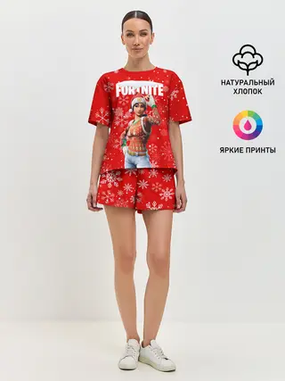 Женская пижама с шортами / FORTNITE НОВОГОДНИЙ.