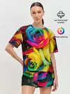 Женская пижама с шортами / Разноцветные розы