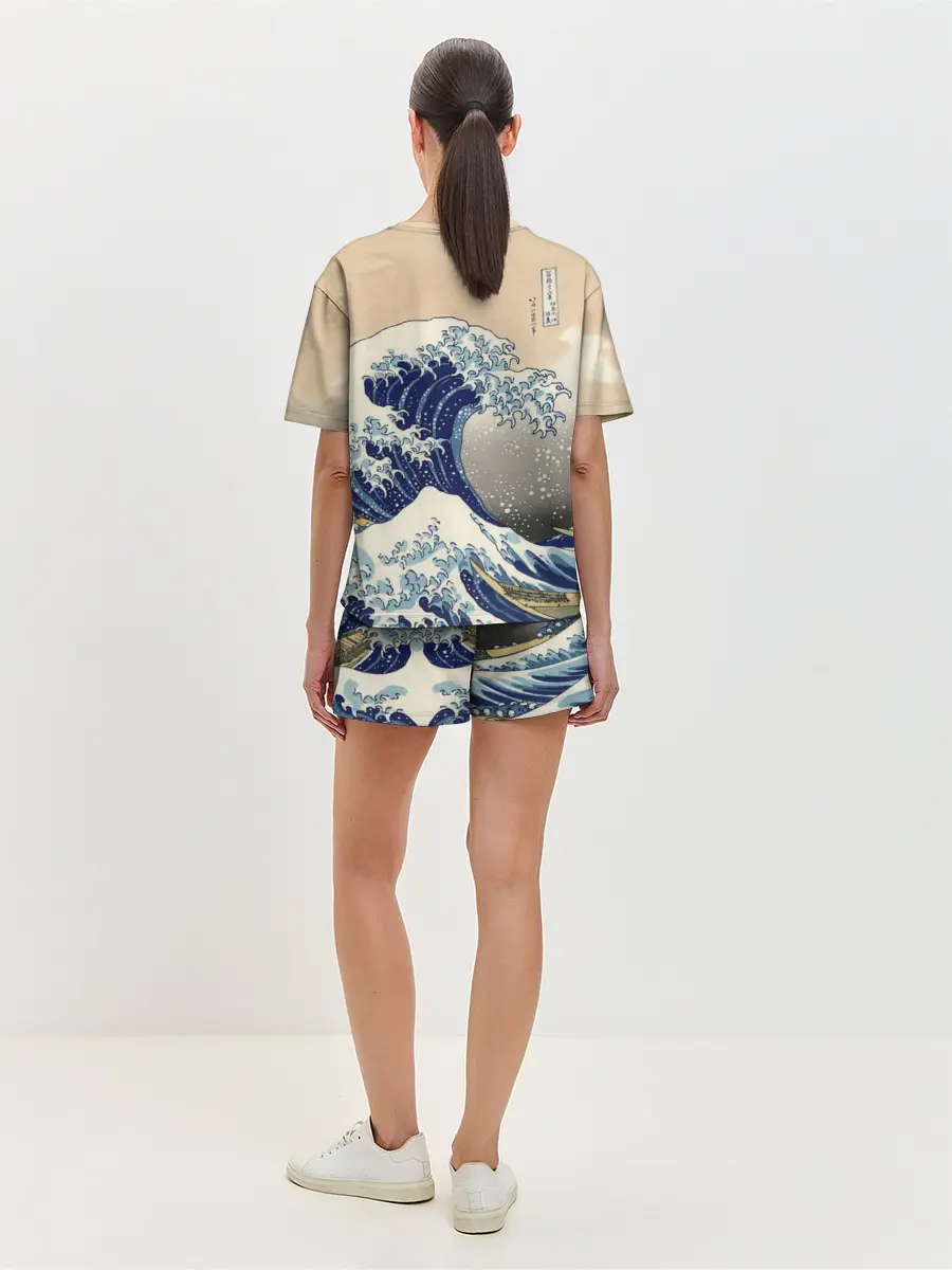 Женская пижама с шортами / Kanagawa Wave Art