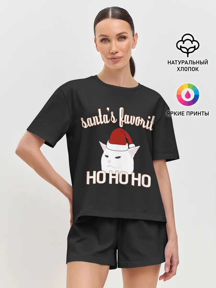 Женская пижама с шортами / Woman Yelling at Cat