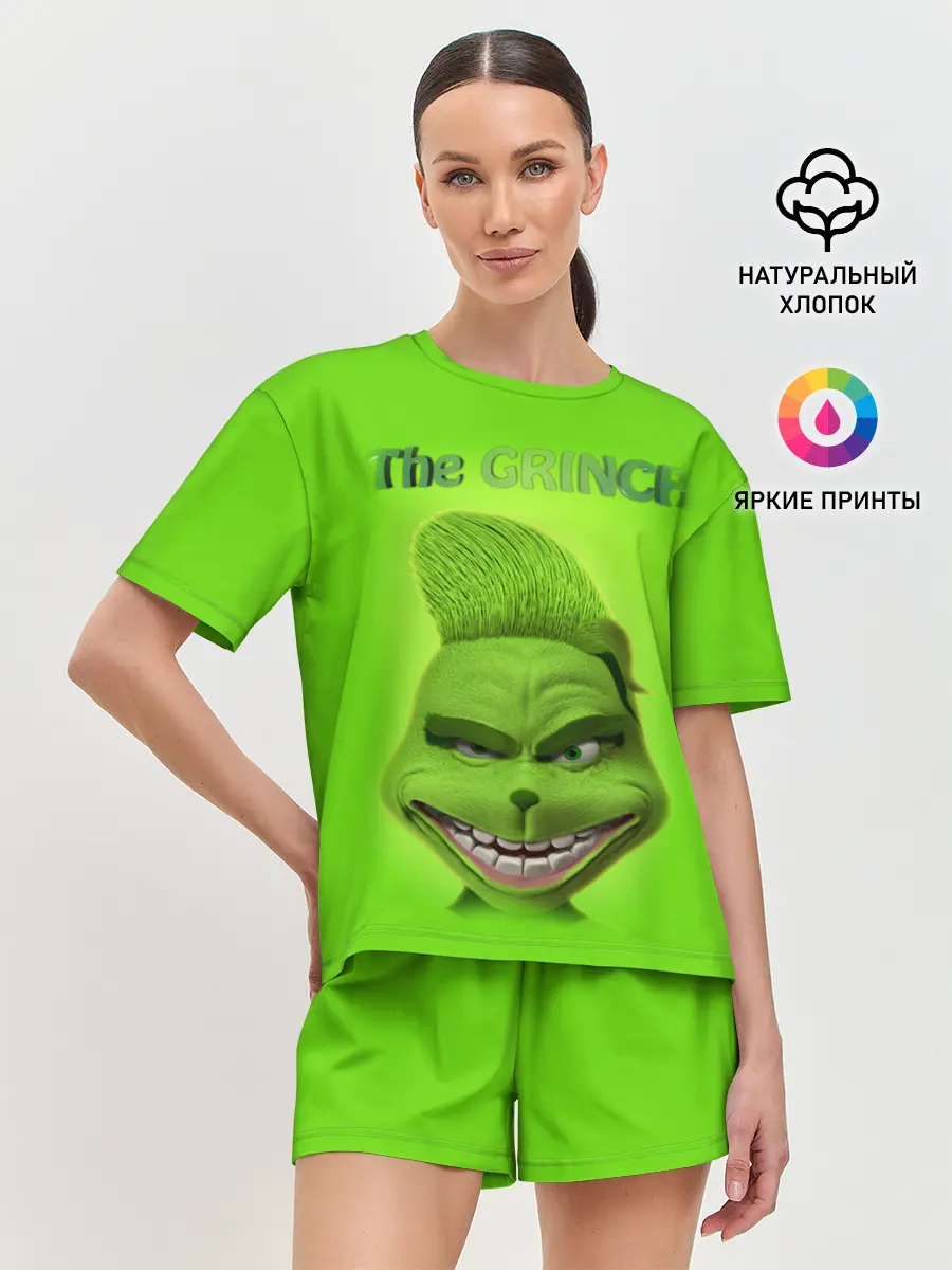 Женская пижама с шортами / Grinch Face
