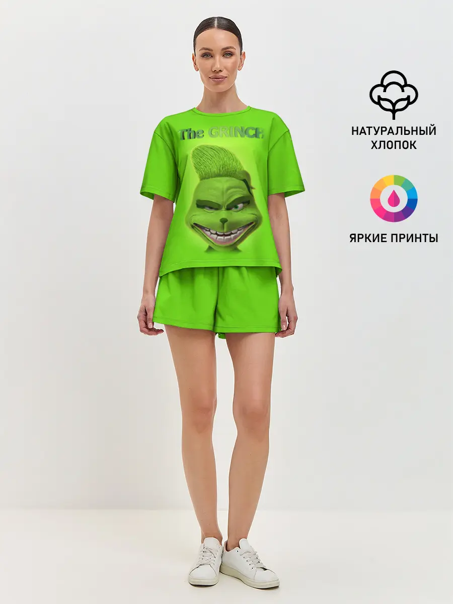 Женская пижама с шортами / Grinch Face