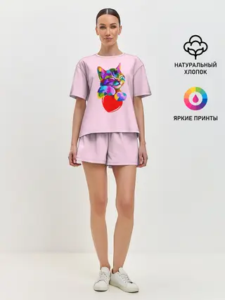 Женская пижама с шортами / Кот