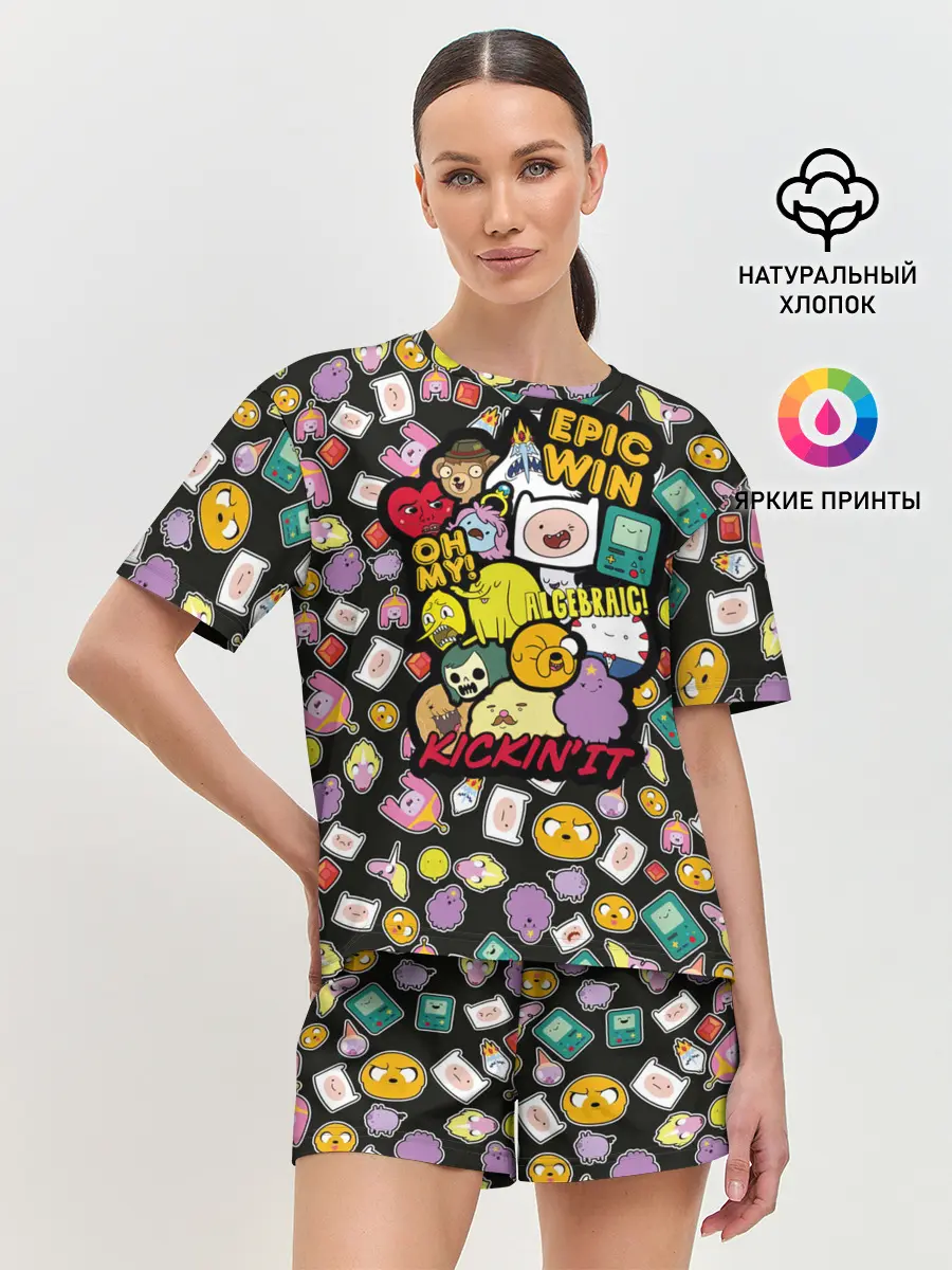 Женская пижама с шортами / Adventure Time stickers