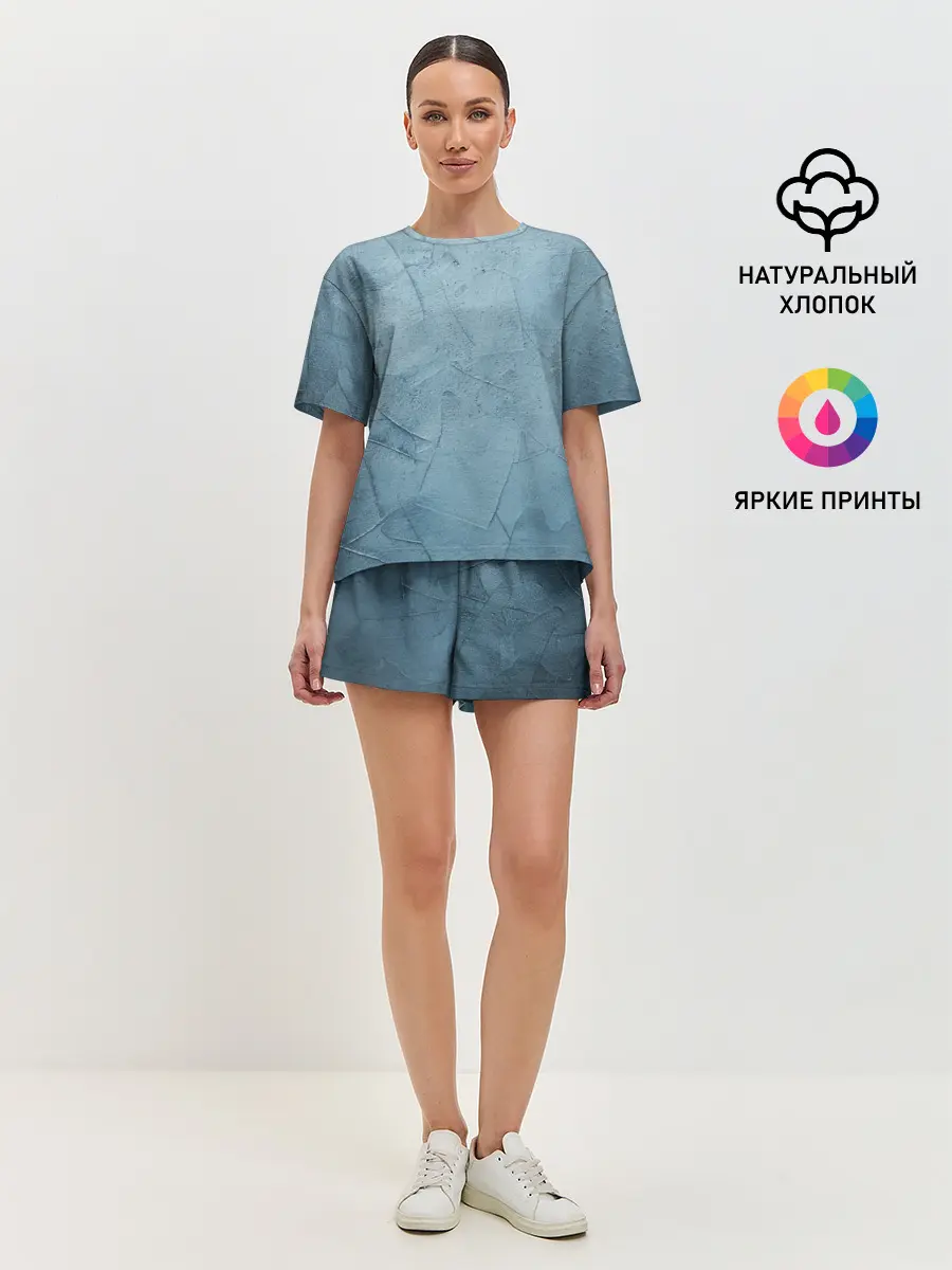 Женская пижама с шортами / Оттенки синего