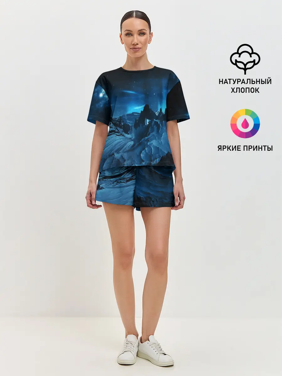 Женская пижама с шортами / Северное сияние
