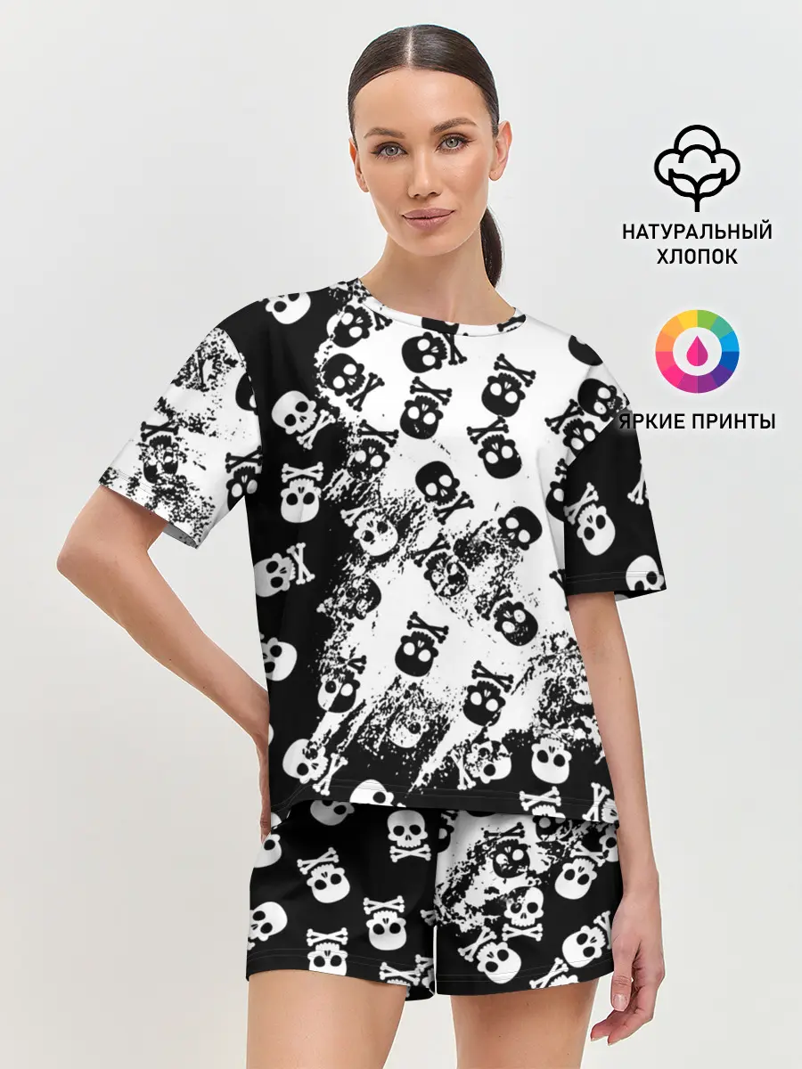 Женская пижама с шортами / Черепа