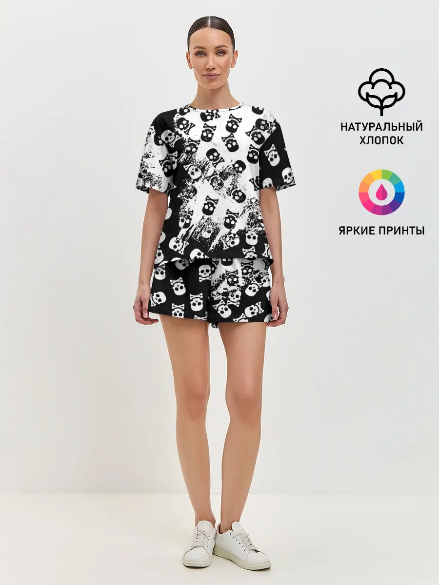 Женская пижама с шортами / Черепа