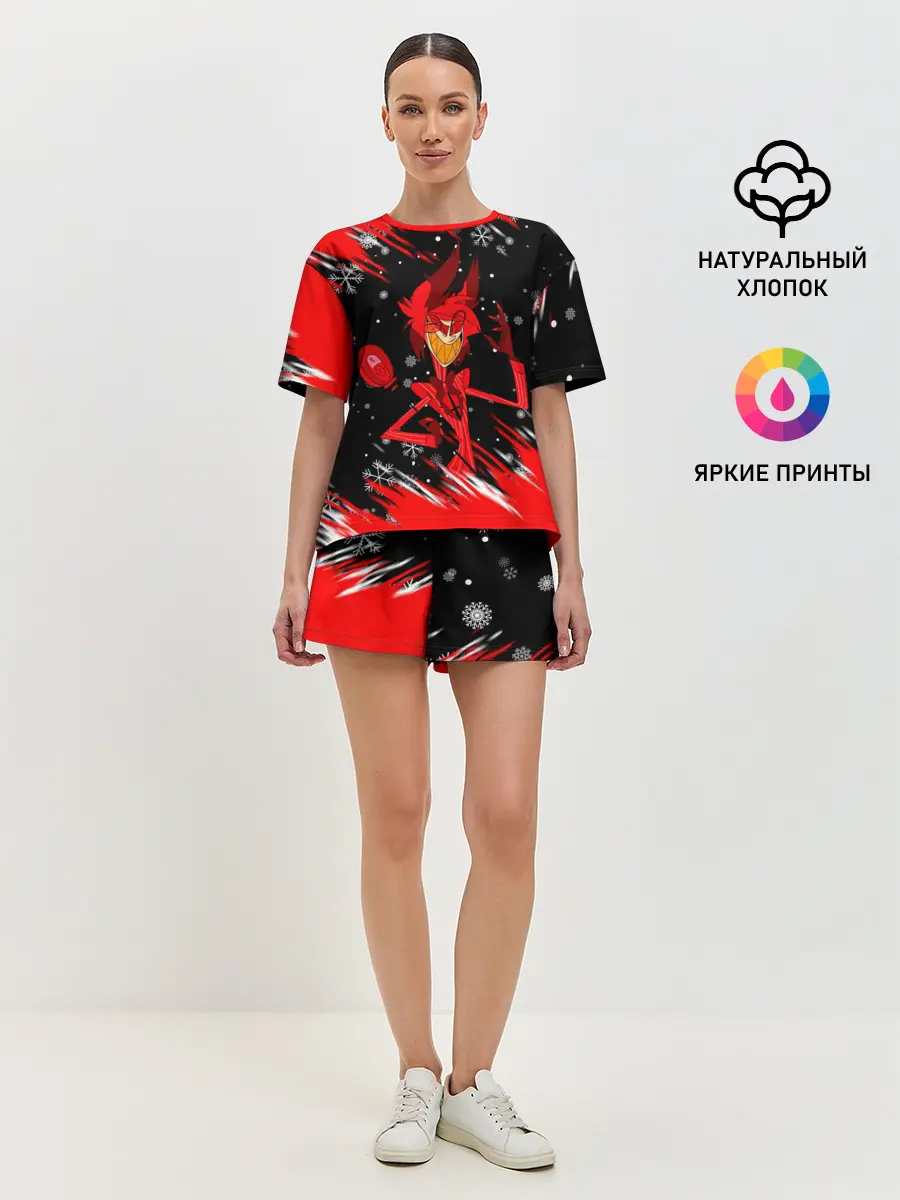 Женская пижама с шортами / HAZBIN HOTEL НОВОГОДНИЙ.