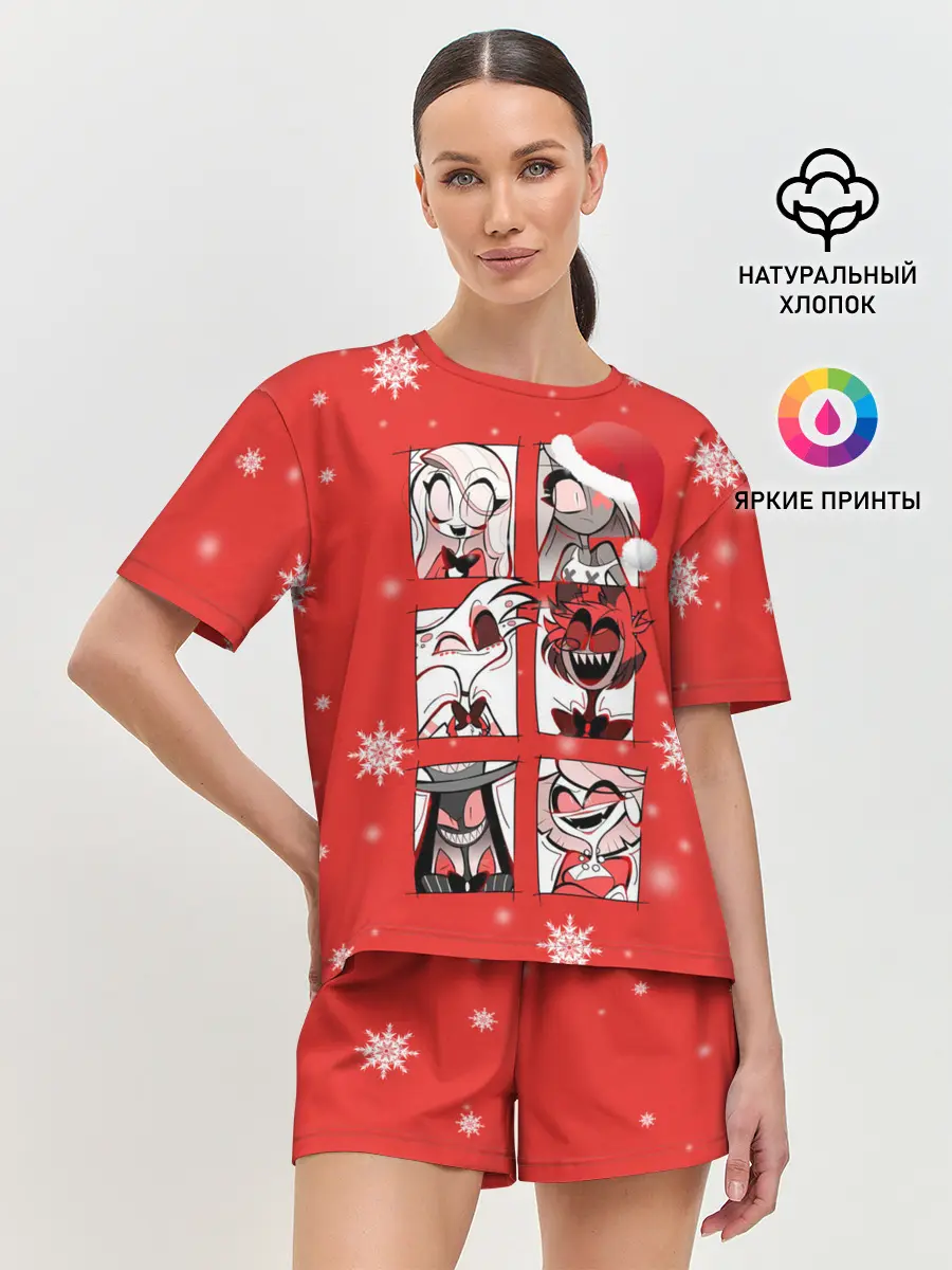 Женская пижама с шортами / Новогодний Отель Хазбин.