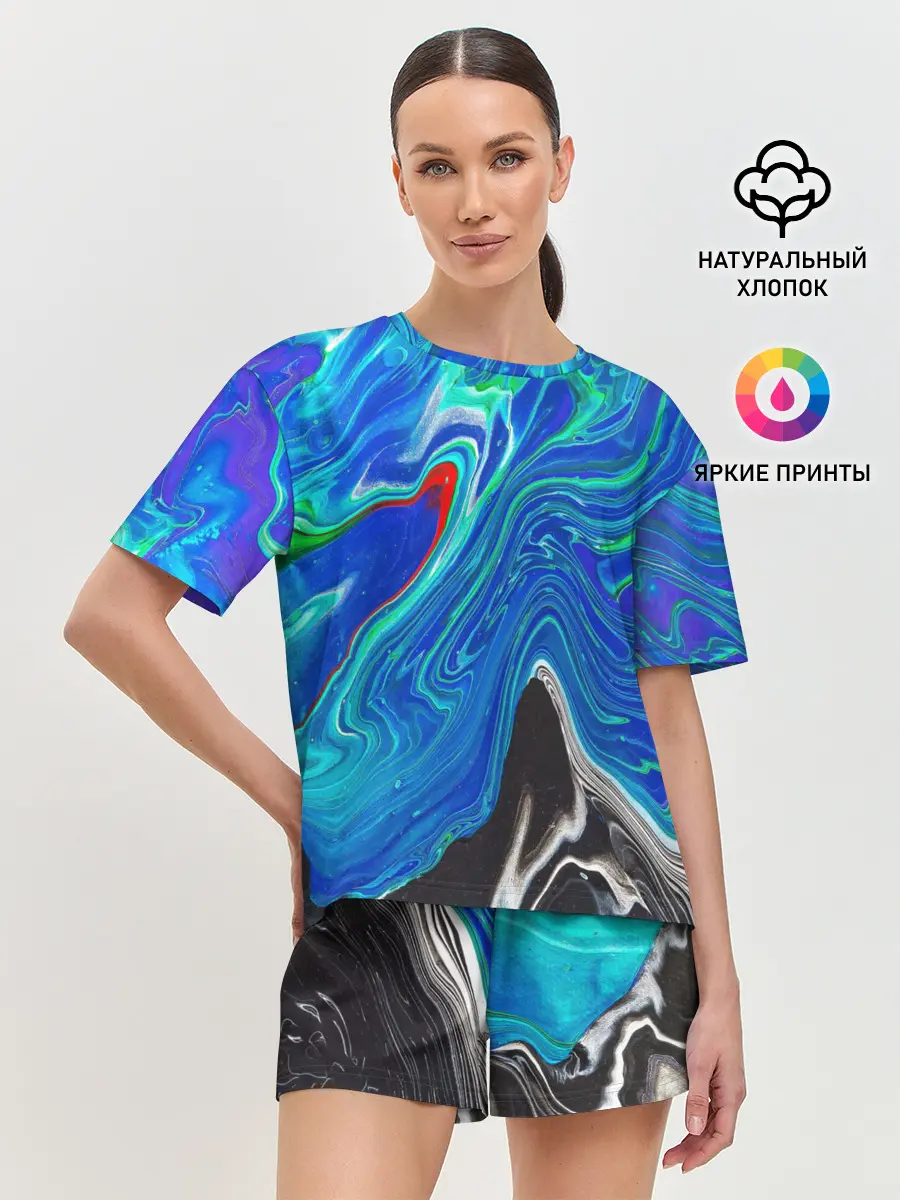 Женская пижама с шортами / КИСЛОТНЫЙ АКРИЛ