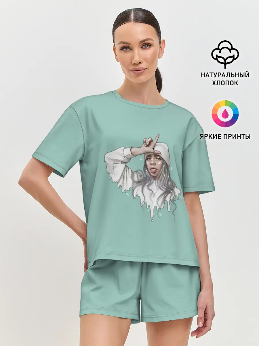 Женская пижама с шортами / Billie Eilish Mint Art