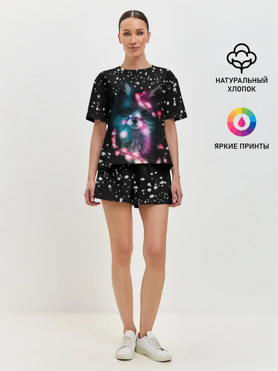 Женская пижама с шортами / ЛИСЁНОК НОВОГОДНИЙ.