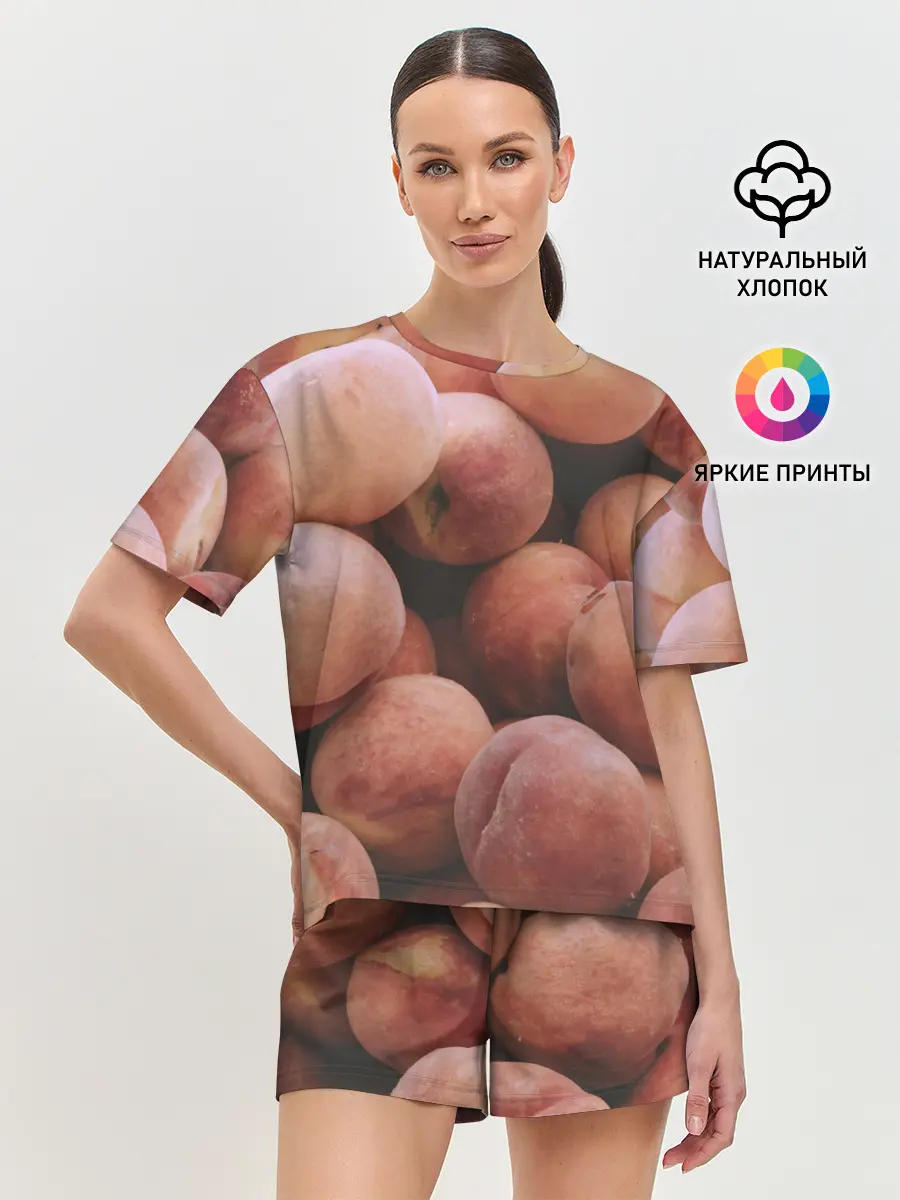 Женская пижама с шортами / Персики.