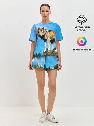 Женская пижама с шортами / Волк
