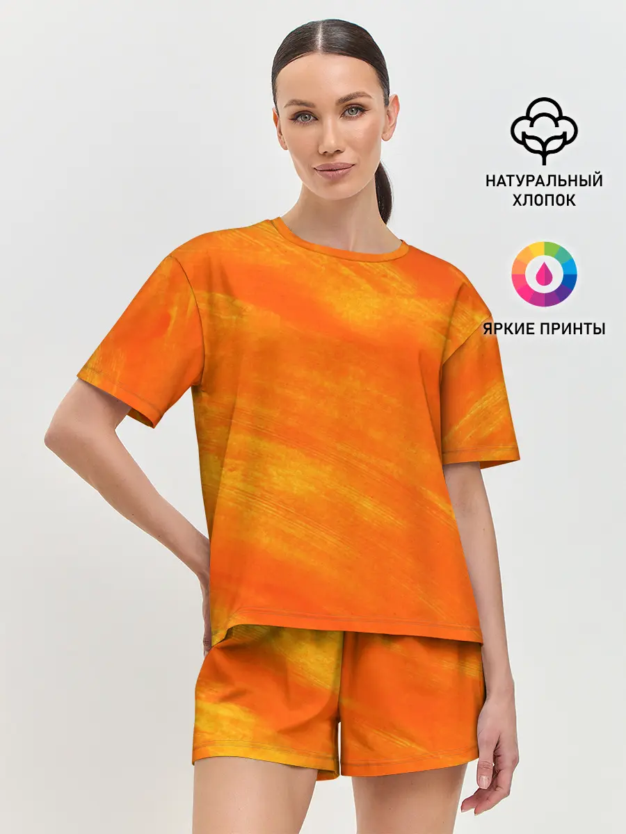 Женская пижама с шортами / ОРАНЖЕВАЯ КРАСКА