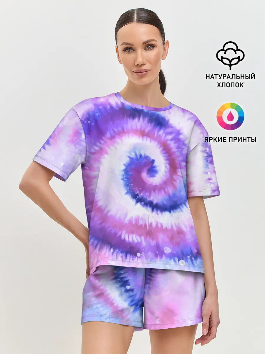 Женская пижама с шортами / TIE-DYE PURPLE