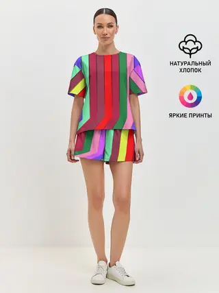 Женская пижама с шортами / радуга