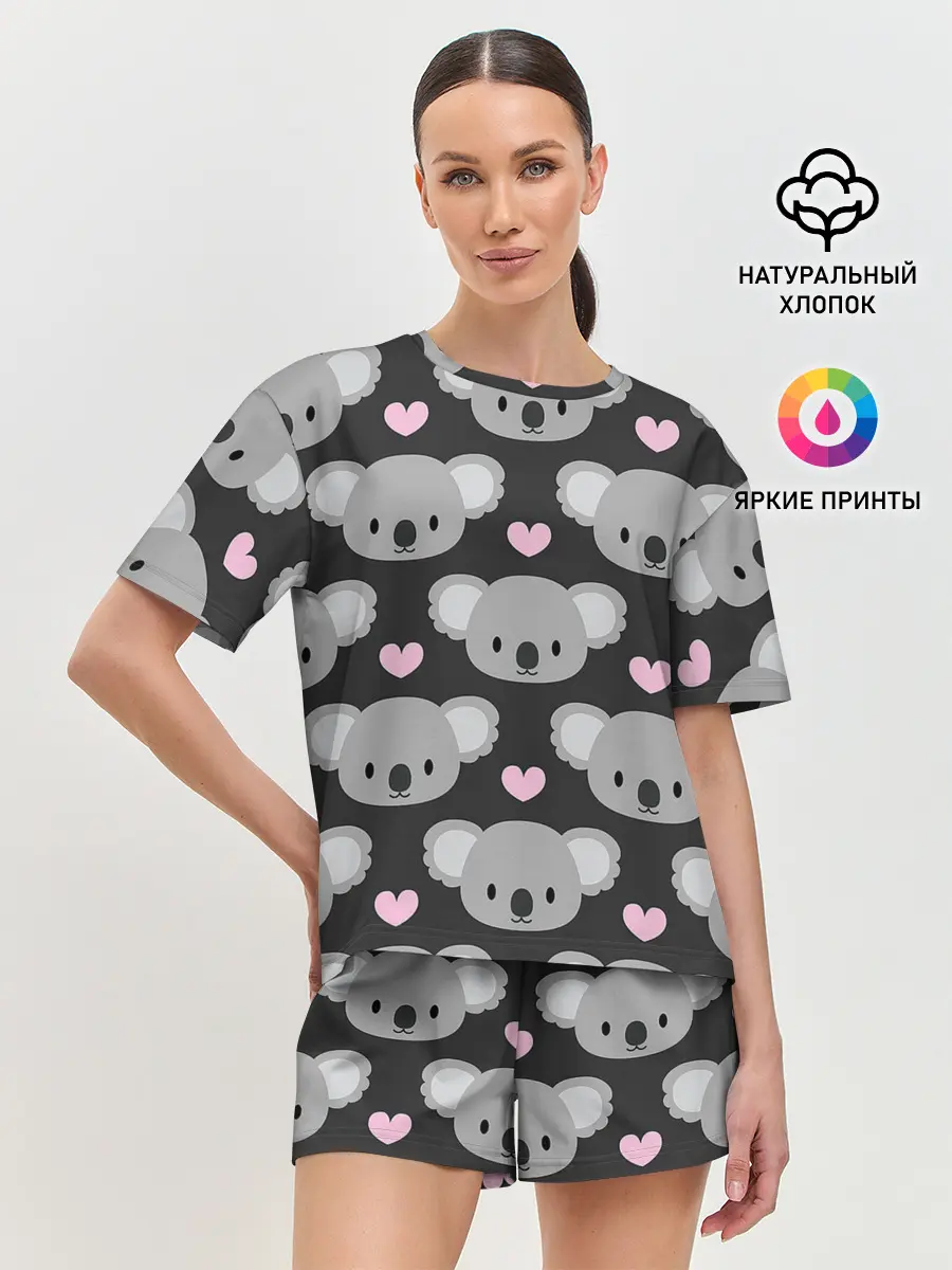 Женская пижама с шортами / Мордочки коал