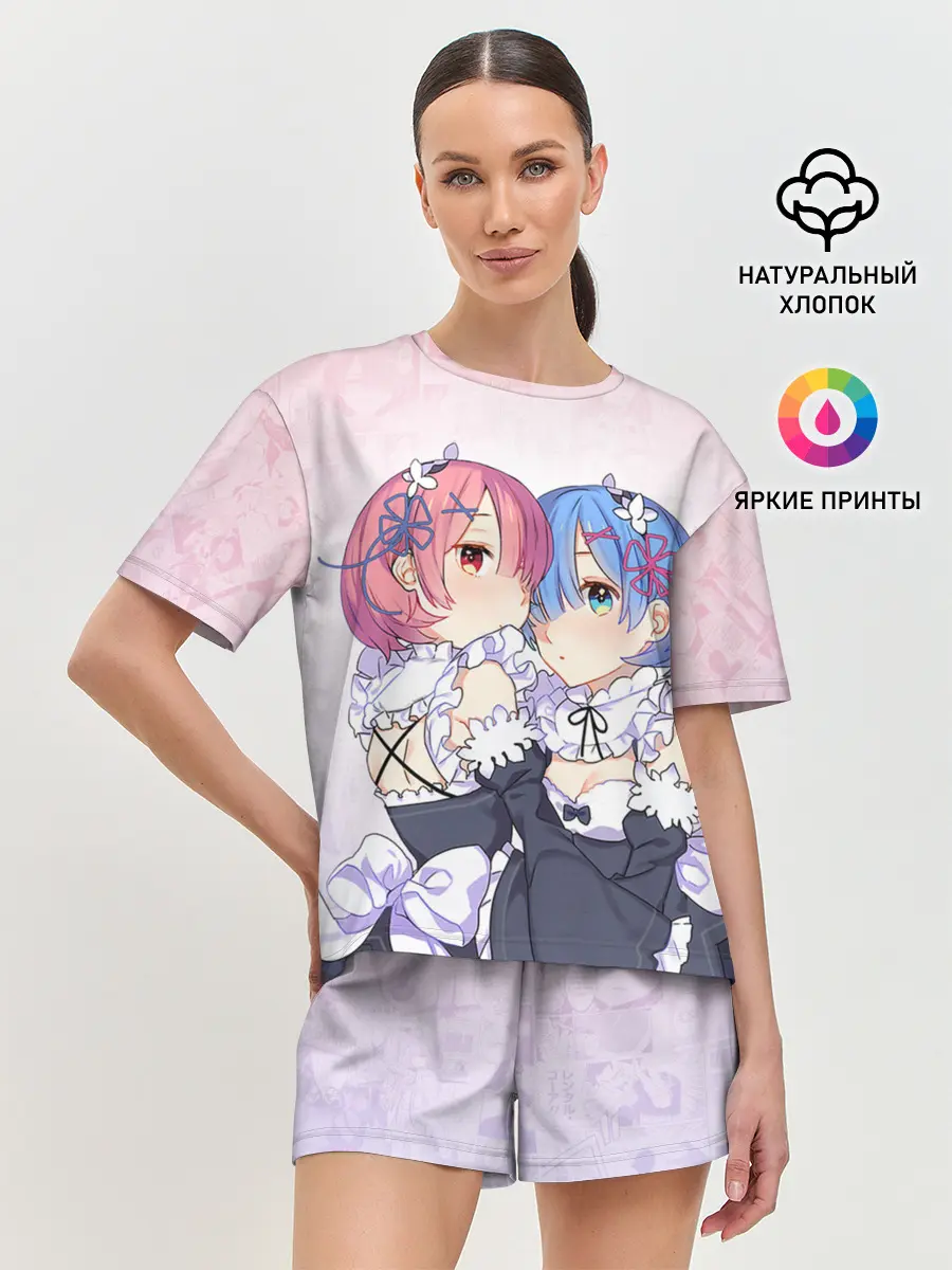 Женская пижама с шортами / Re:Zero, Рам и Рем