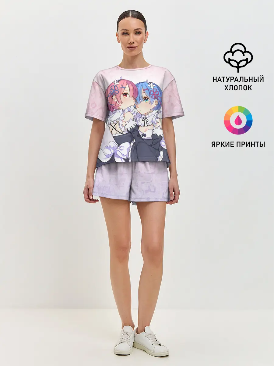 Женская пижама с шортами / Re:Zero, Рам и Рем