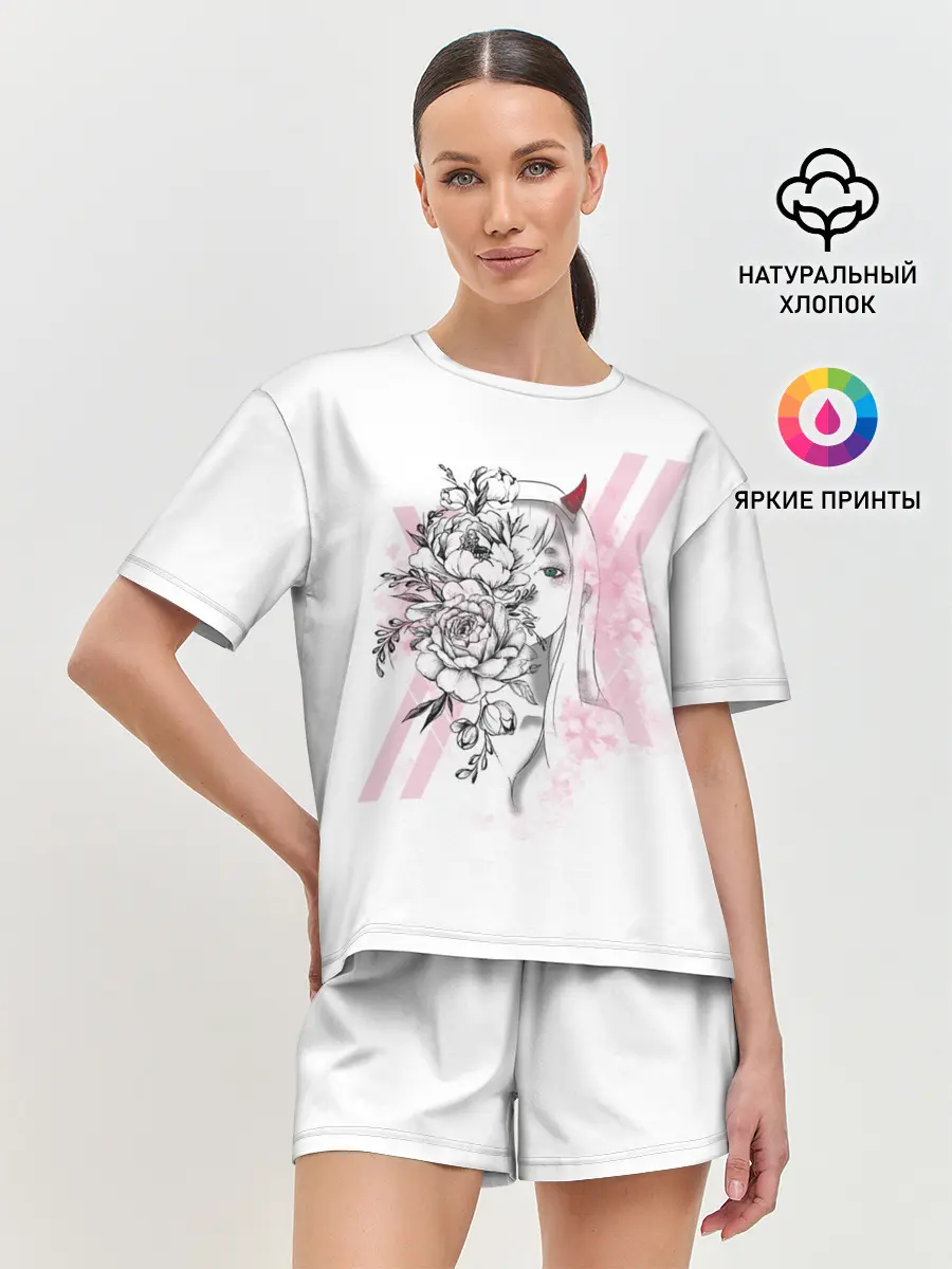 Женская пижама с шортами / Zero Two Roses