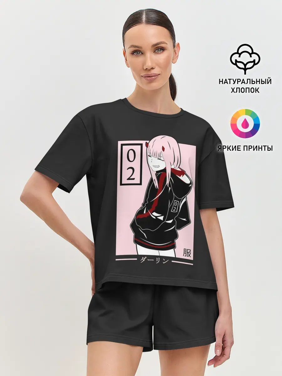 Женская пижама с шортами / Zero Twos smile