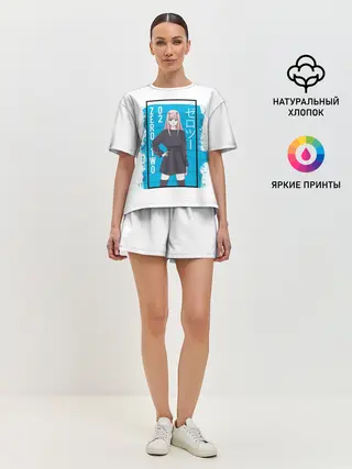 Женская пижама с шортами / Zero Two blue back