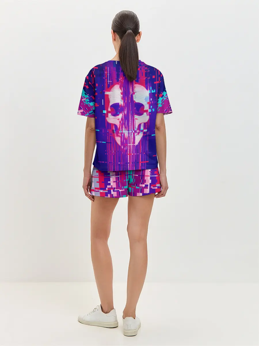 Женская пижама с шортами / Skull glitch