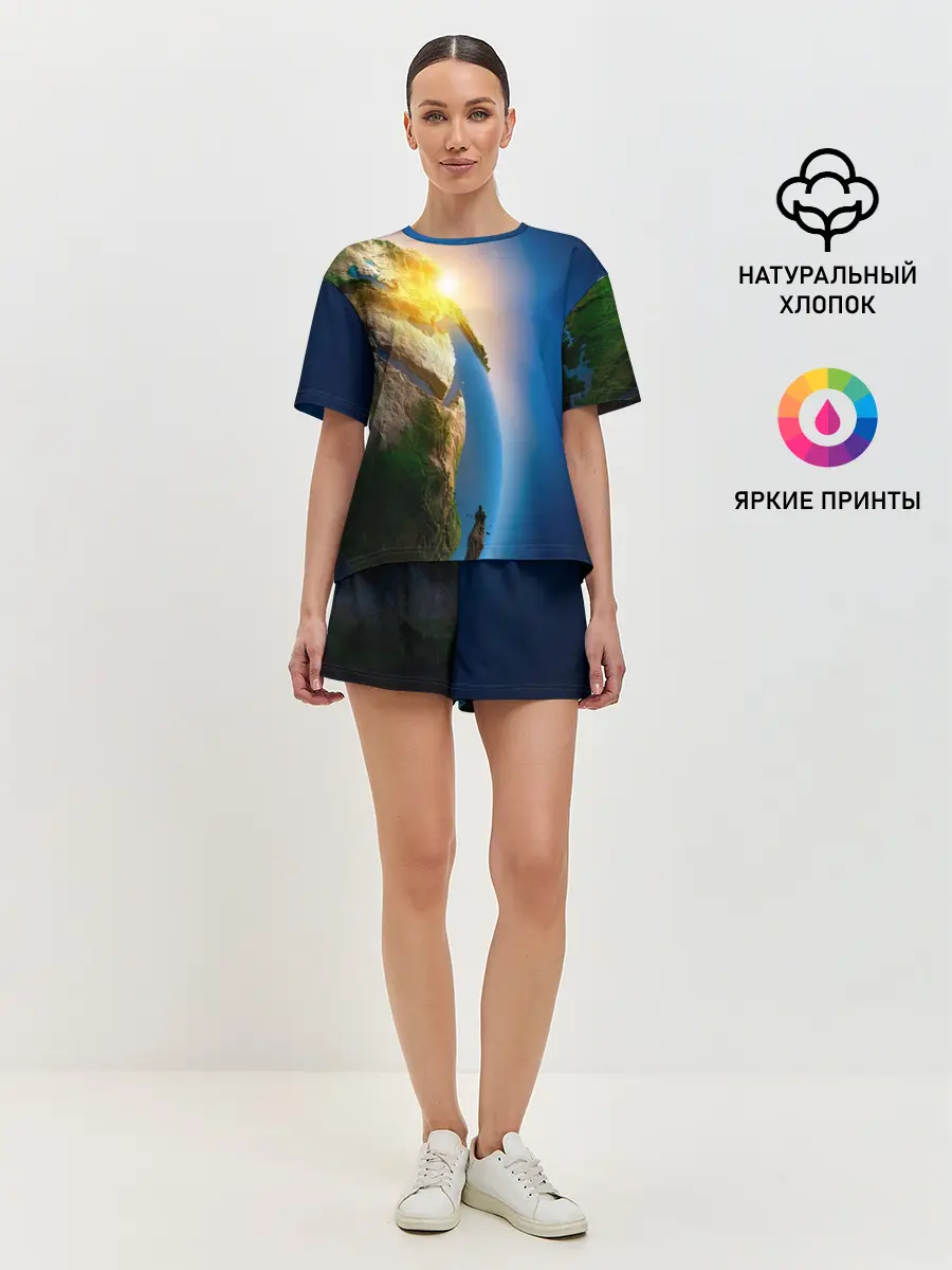 Женская пижама с шортами / Планета Земля