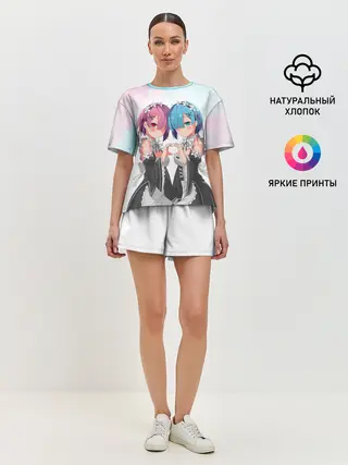 Женская пижама с шортами / Re:Zero, Рам и Рем