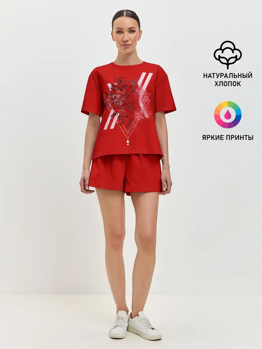 Женская пижама с шортами / Darling in the Franxx Настроение цвета роз