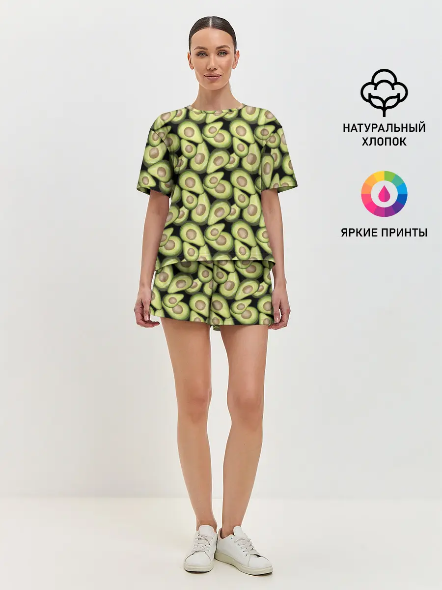 Женская пижама с шортами / Авокадо