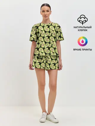 Женская пижама с шортами / Авокадо