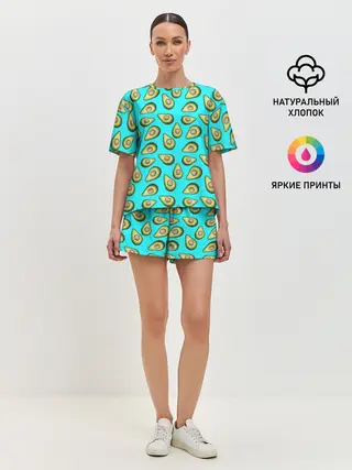 Женская пижама с шортами / Авокадо